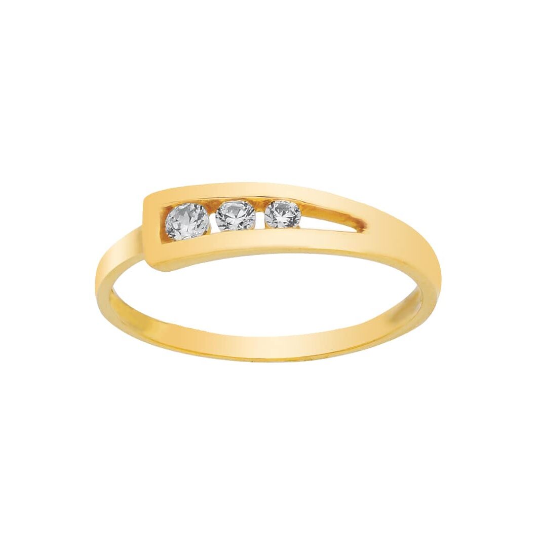 BAGUE OR JAUNE OXYDES DE ZIRCONIUM