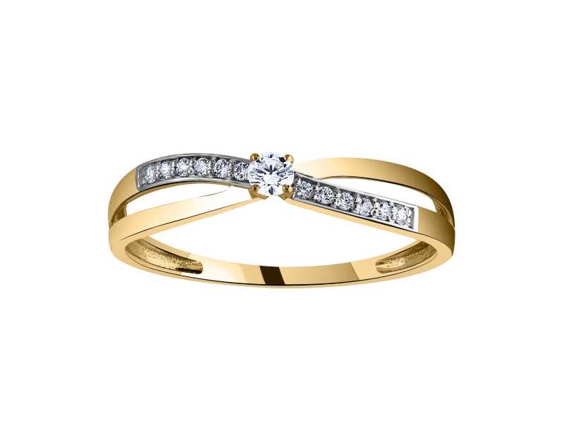 BAGUE SOLITAIRE OR JAUNE OXYDES DE ZIRCONIUM