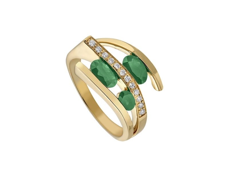 BAGUE EMERAUDES OR JAUNE