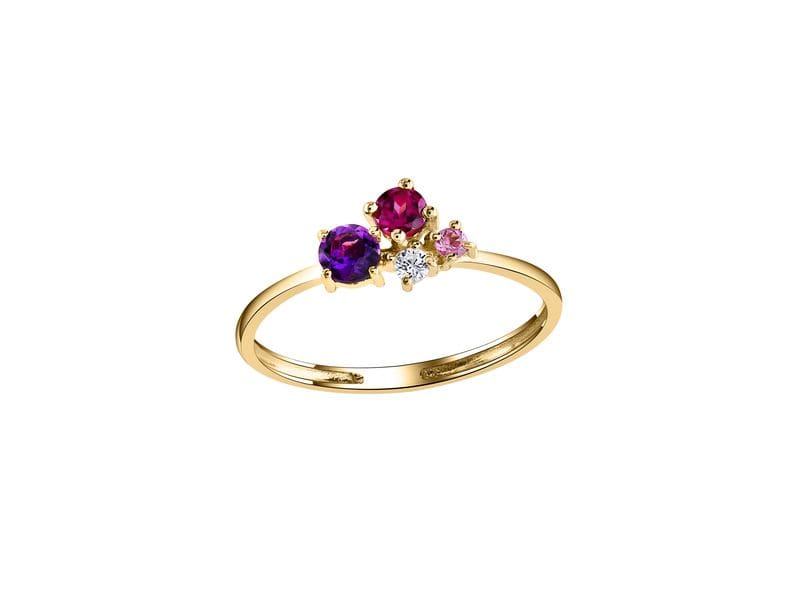 BAGUE OR AMETHYSTE RHODOLITE SAPHIR ROSE OXYDE DE ZIRCONIUM