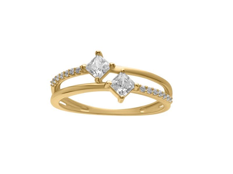 BAGUE SOLITAIRE OR JAUNE OXYDES DE ZIRCONIUM