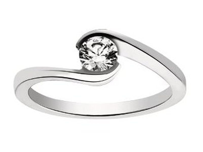 BAGUE SOLITAIRE OR GRIS DIAMANT