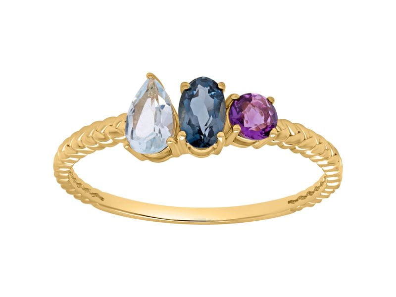 BAGUE OR TOPAZES ET AMETHYSTE